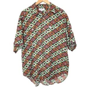 VTG Guess by George Marciano geometric button up camp shirt large